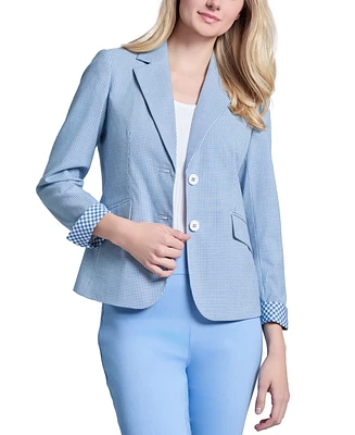 Jones New York Women's Notched-Collar Gingham Blazer