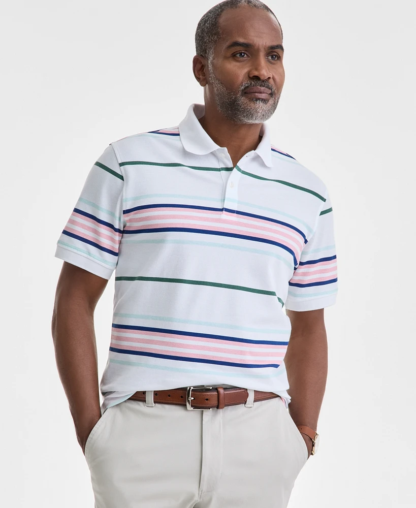 Club Room Men's Team Stripe Pique Polo Shirt, Exclusively at Macy's