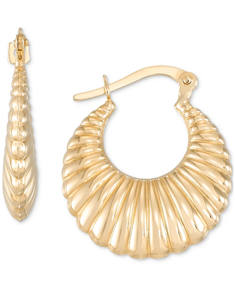 Shrimp Textured Hoop Earrings in 10k Yellow Gold