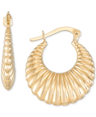 Shrimp Textured Hoop Earrings in 10k Yellow Gold