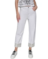 Karl Lagerfeld Paris Women's Crystal-Cuff Jeans