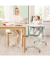 Multifunctional Folding Baby High Chair with Rolling Wheels and Adjustable Height
