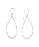 Bling Jewelry Pear Shaped Lightweight Hoop Huggie Earrings Sterling Silver 2 Inch
