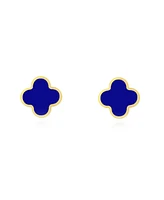 The Lovery Large Lapis Clover Stud Earrings 14K Gold