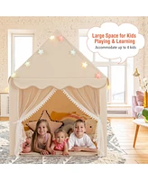 Kids Playhouse Tent with Star Lights & Play Mat Cozy Indoor Fun for Children