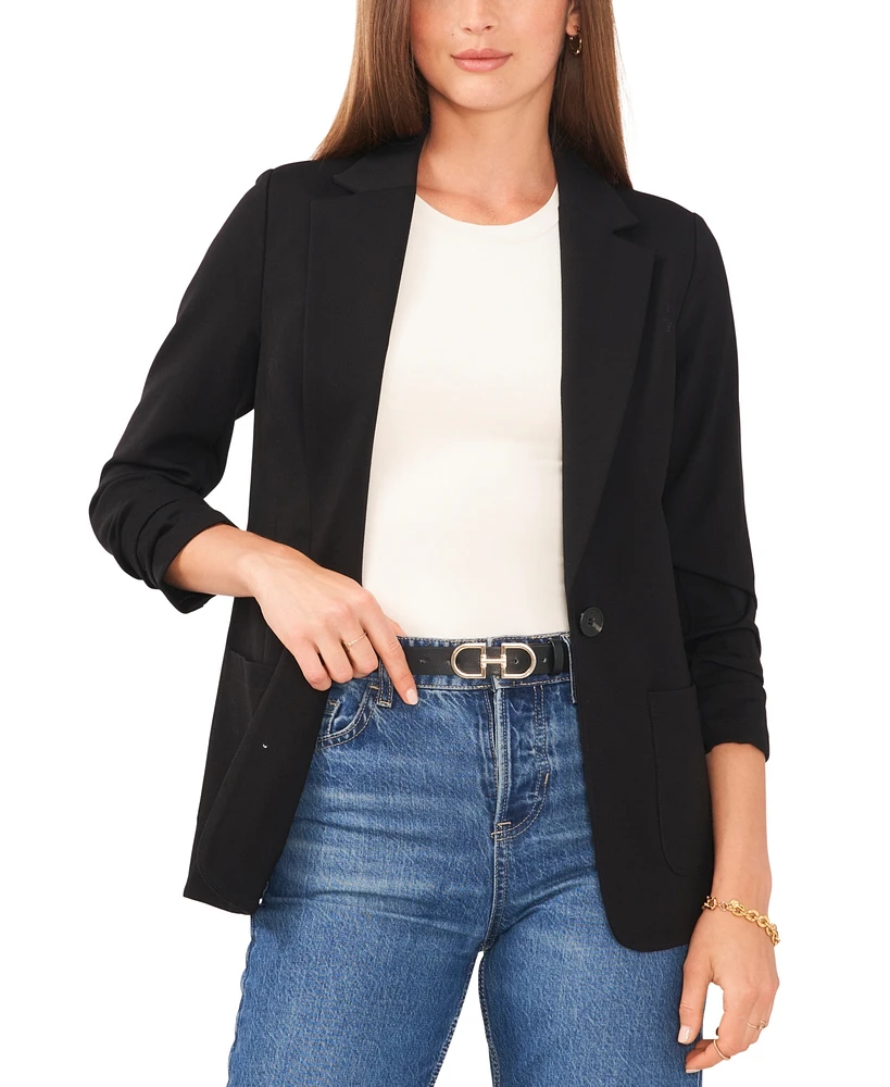 Vince Camuto Women's Ruched-Sleeve Ponte Blazer