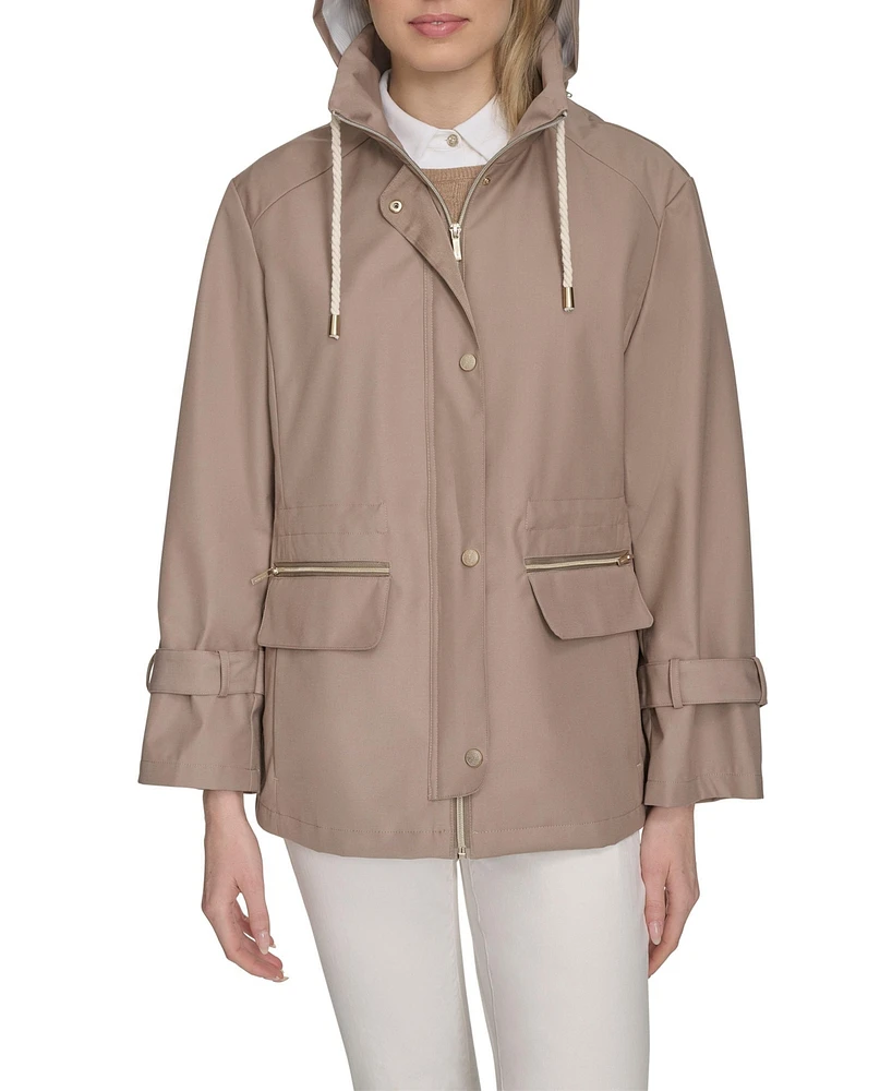 Cole Haan Signature Women's 29" Loose Fit Pinstripe Rain Jacket