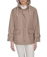 Cole Haan Signature Women's 29" Loose Fit Pinstripe Rain Jacket