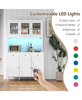 Kitchen Pantry Storage Cabinet with Led Lights and Power Outlets