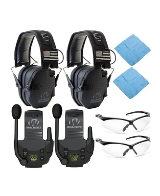 Walker's Razor Slim Electronic Muff (Black Patriot Version, 2-Pack) Bundle