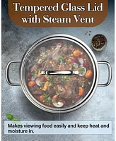 Cook N Home Stainless Steel Stockpot with Lid 4 Quart, Tri-Ply Clad Soup Pot, Induction Cooking pot, Silver