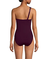 Lands' End Women's Shirred One Shoulder Piece Swimsuit