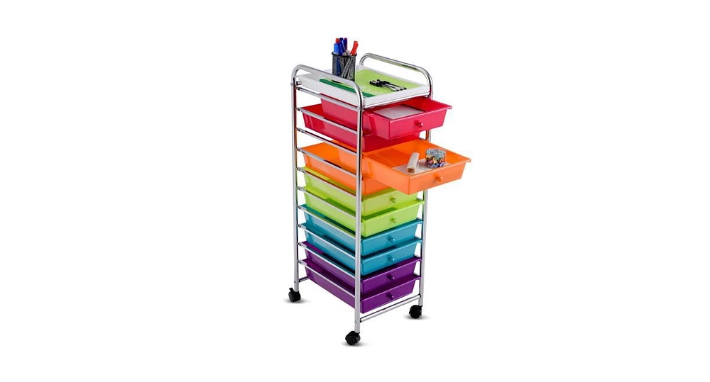 10 Drawers Rolling Organizer Cart Craft Utility Mobile Trolley