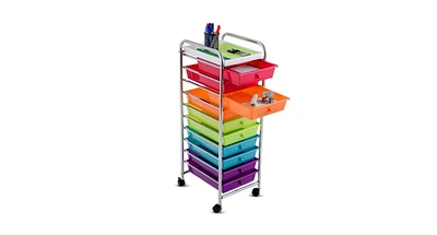 10 Drawers Rolling Organizer Cart Craft Utility Mobile Trolley