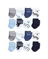 Hudson Baby Baby Boys Hudson Cotton Rich Terry Socks 16-Pack, Bear Boy, 0-6 Months