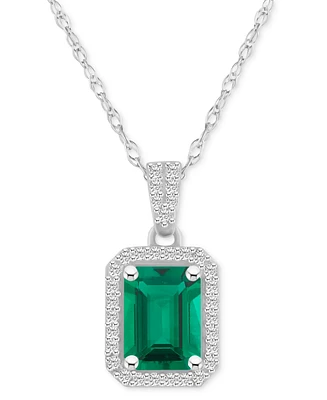 Blue Topaz (2 ct. t.w.) & Lab Created White Sapphire (1/5 Rectangle Pendant Necklace 10k Yellow Gold