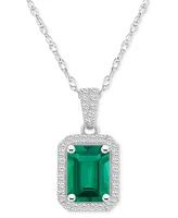 Blue Topaz (2 ct. t.w.) & Lab Created White Sapphire (1/5 Rectangle Pendant Necklace 10k Yellow Gold