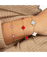 The Lovery Mini Bubblegum Pink Clover Bracelet 14K Gold