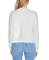 Belldini Women's Imitation-Pearl-Trim Open Cardigan Sweater
