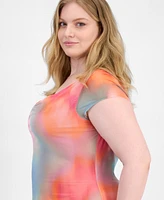 Bar Iii Trendy Plus Cowl-Neck Short-Sleeve Maxi Dress, Exclusively at Macy's