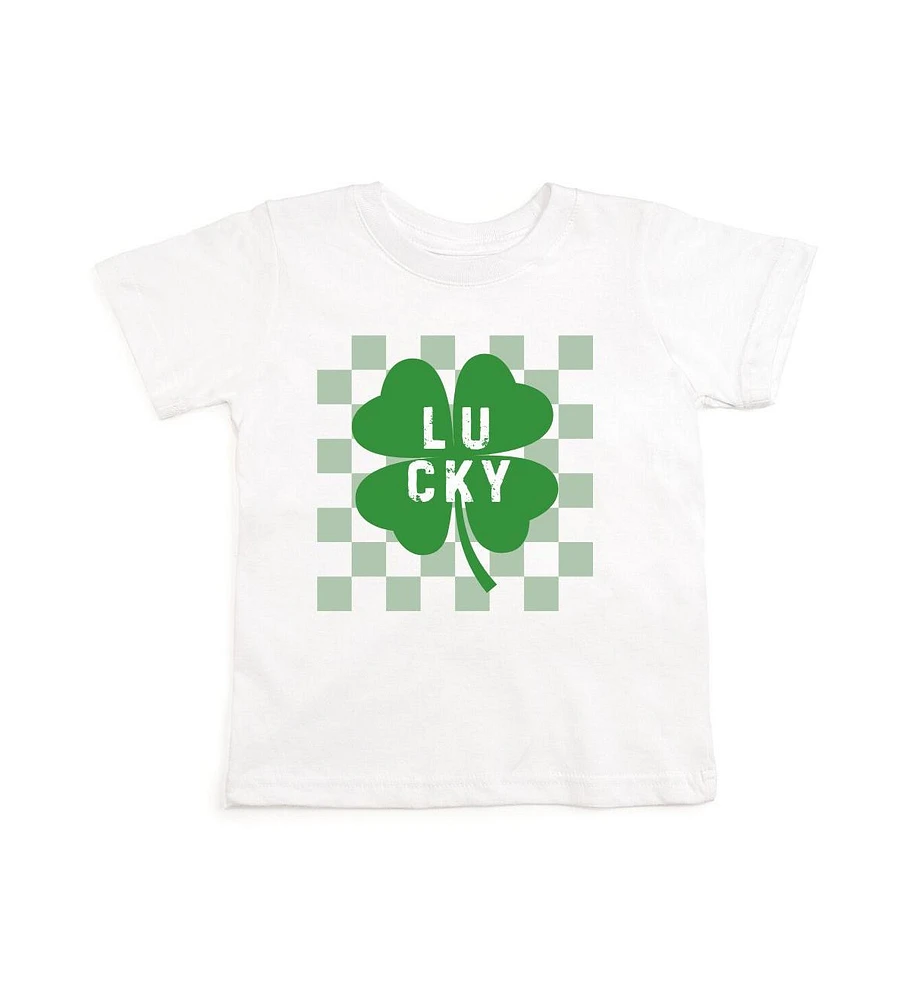 Little and Big Boys Lucky Shamrock Checkered St. Patrick's Day Short Sleeve T-Shirt