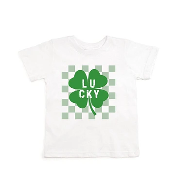 Little and Big Boys Lucky Shamrock Checkered St. Patrick's Day Short Sleeve T-Shirt