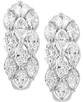 Effy Lab Grown Diamond Marquis Cluster Small Hoop Earrings (3-1/4 ct. t.w.) in 14k White Gold, 0.75"