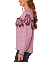 Democracy Women's Jacquard Knit Fringe Sweater