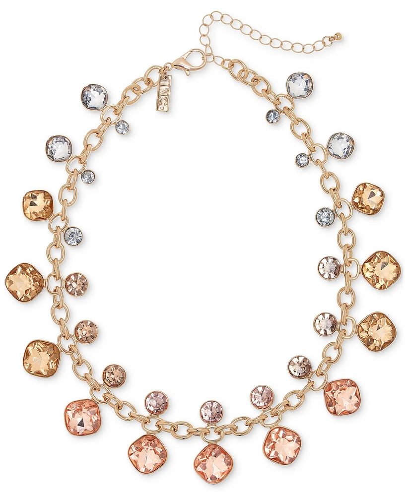 I.n.c. International Concepts Gold-Tone Mixed Stone Statement Necklace, 17-1/2" + 3" extender, Exclusively at Macy's