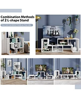 3 Pieces Tv Console Stand Modern Entertainment Center Storage Bookcase