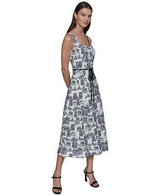 Karl Lagerfeld Paris Women's Toile Square-Neck Dress