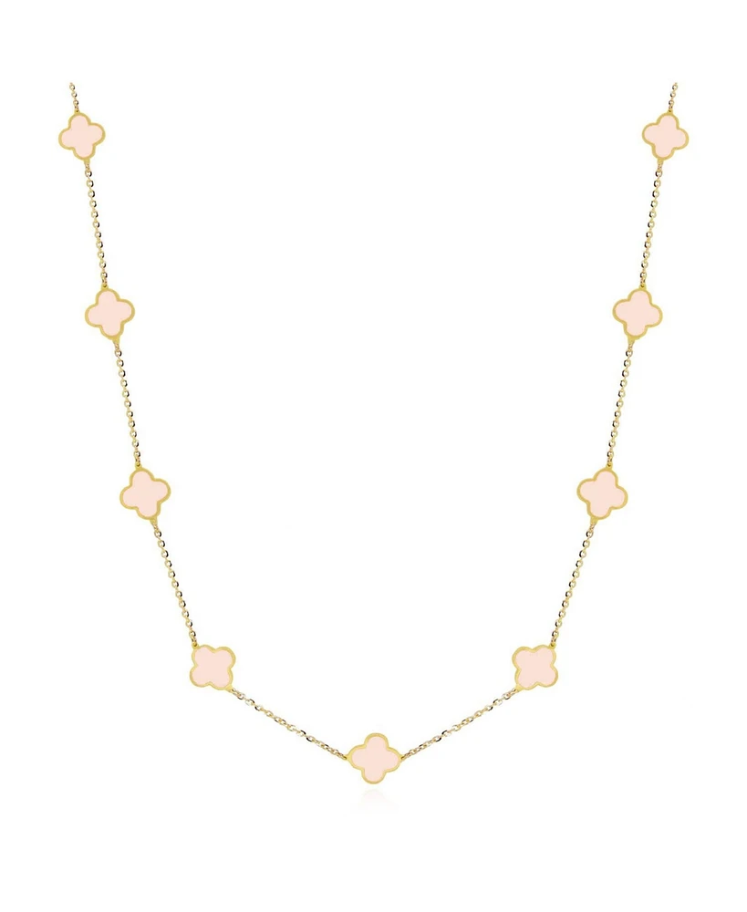 The Lovery Mini Pink Pearl Clover Necklace 14K Gold