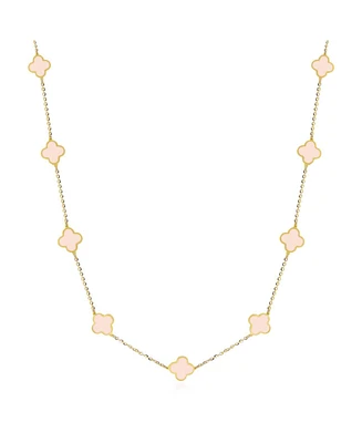 The Lovery Mini Pink Pearl Clover Necklace 14K Gold