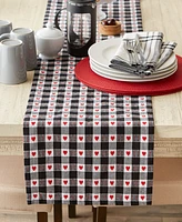 Design Imports Hearts Dobby Check Table Runner