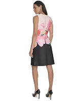 Calvin Klein Women's Floral Sleeveless Scuba Sheath Dress