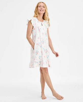 Charter Club Women's Cotton Flutter-Sleeve Chemise, Exclusively at Macy's