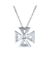 Bling Jewelry Pave Cz Masonic Knight Templar Cross Pendant Necklace Sterling Silver