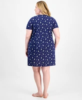 Charter Club Plus Printed Short-Sleeve Sleepshirt, Exclusively at Macy's
