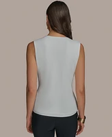 Donna Karan New York Women's Sleeveless V-Neck Faux-Wrap Top