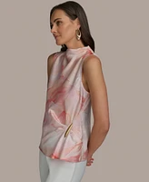 Donna Karan New York Women's Sleeveless Printed Satin Top