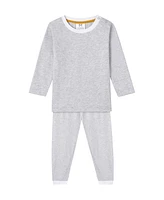 Organic Cotton 2PC Pajama Set, Erawan (Grey & White)