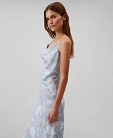 Calvin Klein Women's Printed Low-Back Draped Slip Dress