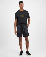 Hugo Boss Men's Gabri Relaxed Fit Belted Mixed Media 7" Shorts