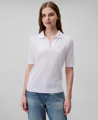 Calvin Klein Women's Short Sleeve Collared Knit Top