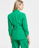 Bar Iii Women's Ruched-Sleeve One-Button Blazer, Exclusively at Macy's