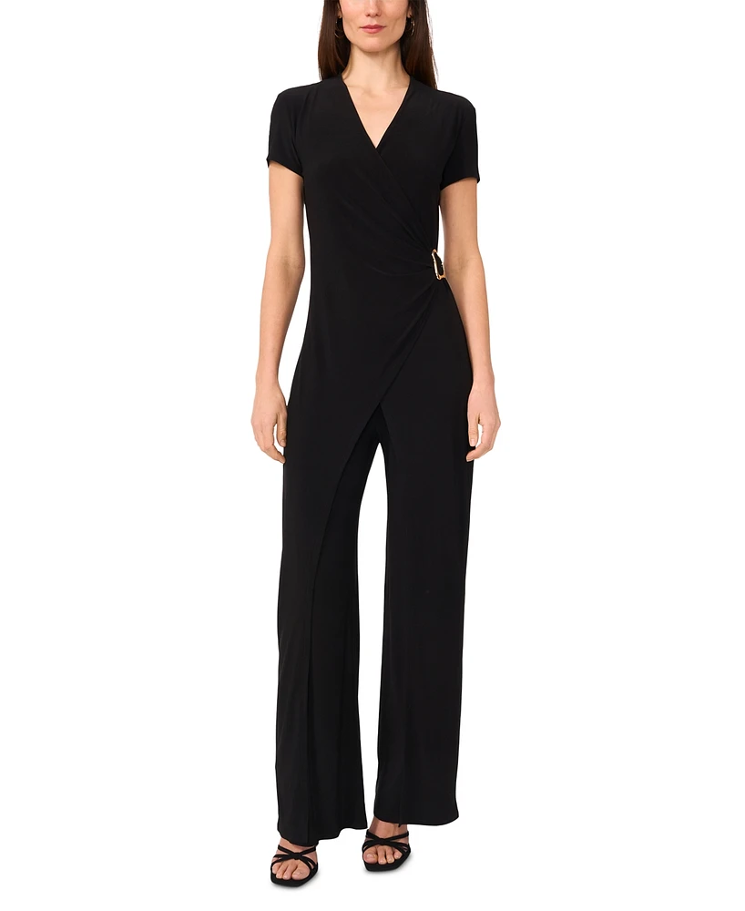 Vince Camuto Women's Faux-Wrap Buckle-Trim Keyhole Jumpsuit