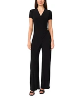 Vince Camuto Women's Faux-Wrap Buckle-Trim Keyhole Jumpsuit