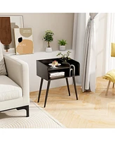 Mid Century Modern Nightstand with Open Shelves