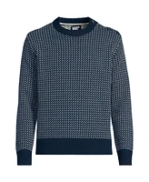 Lands' End Men's Drifter Jacquard Button Up Crewneck Sweater