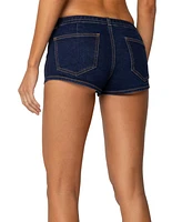 Edikted Womens Ciel Low Rise Denim Micro Shorts